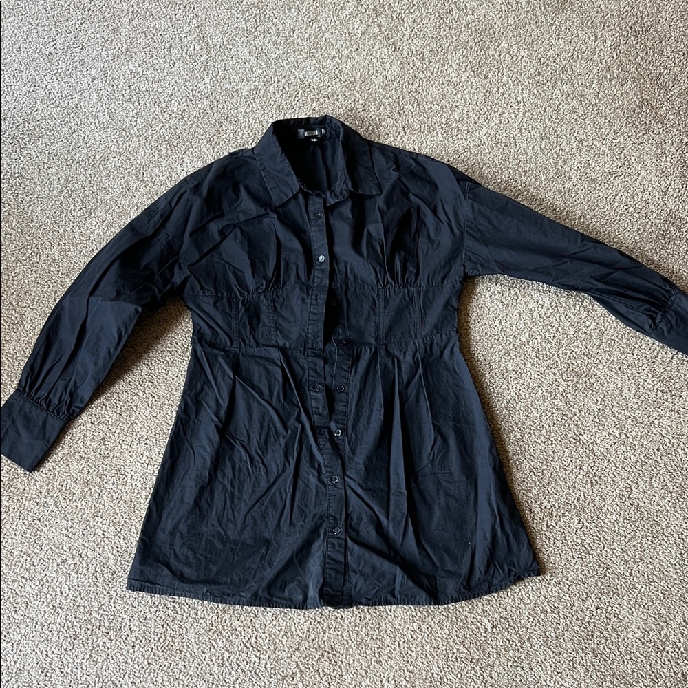 Missguided Black Button-Up Dress